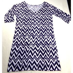 Lilly Pulitzer Dress Get Your Chev On Eliza Navy Blue White Chevron Size‎ M Pima